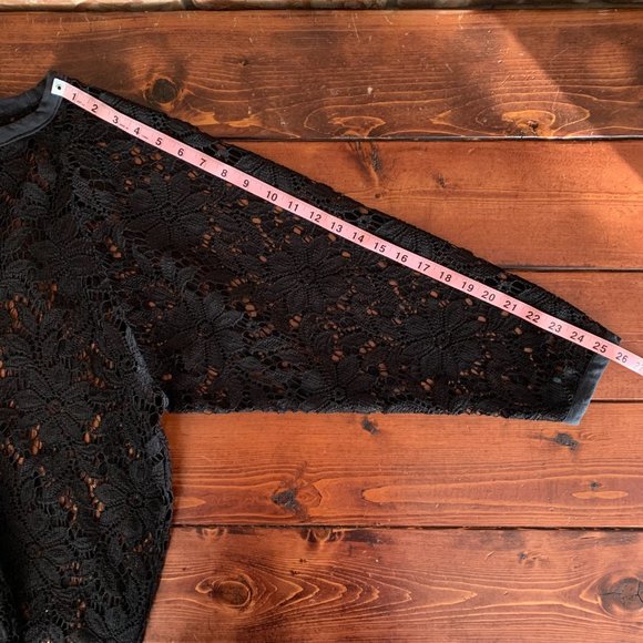 Vintage Cedars Floral Black Lace Medium Women's Tunic Top Blouse 100% Polyester - Picture 9 of 12